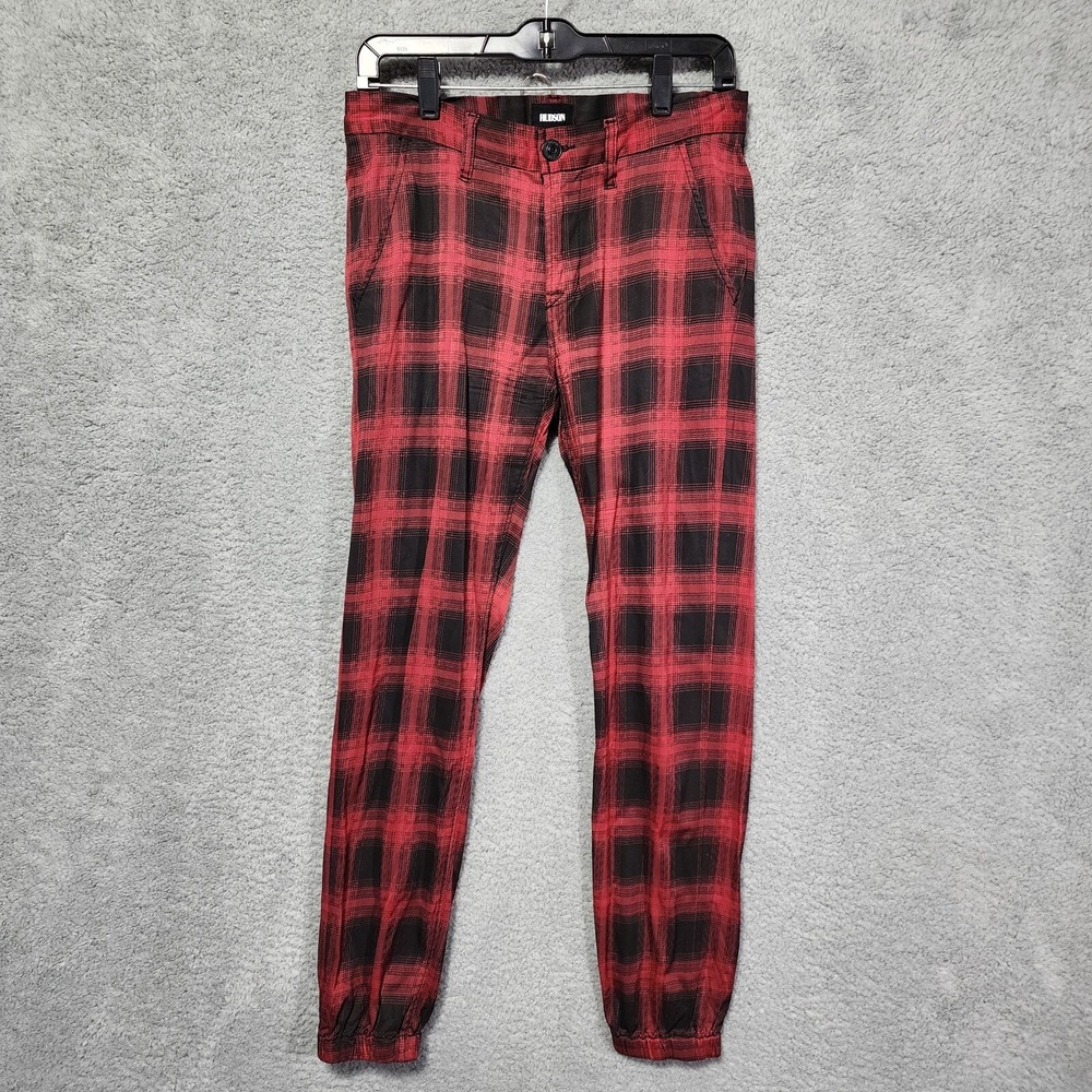 Vintage Hudson Chino Vanish‎ Women's Cuffed Slacks Black Red Plaid Size 26 Y2K